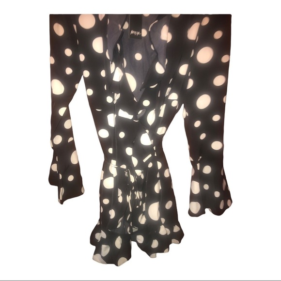 (69). Nasty Gal Collection Black White Polka Dot Dress NWT - Picture 10 of 11